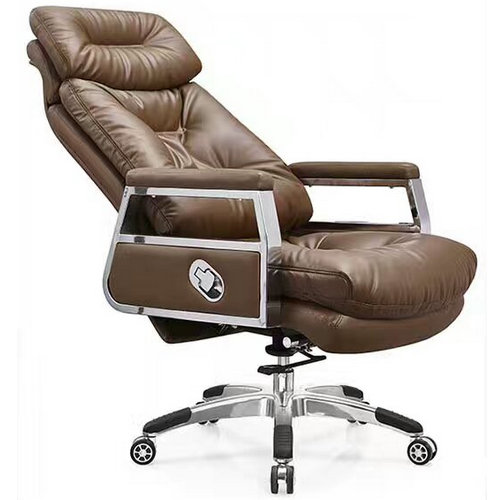 High Back Quality Manager Ergonomic, Brown Leather Bucket Office Chair